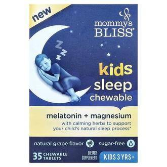 Mommy's Bliss Kids Sleep Chewable, Melatonin + Magnesium, 3 Yrs+, Natural Grape, 35 Chewable Tablets