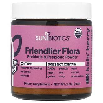 Sunbiotics Kids Friendlier Flora, Probiotic & Prebiotic Powder, Berry, 5 Billion CFU, 2 oz (56 g)