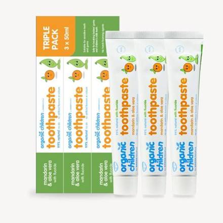 Green People Organic Children Mandarin & Aloe Vera Toothpaste Multipack – with fluoride 3 x 50ml