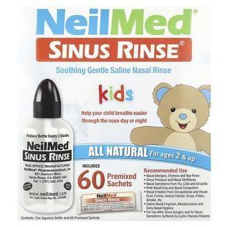 NeilMed Kids, Sinus Rinse®, Ages 2+, 1 Squeeze Bottle, 60 Premixed Packets