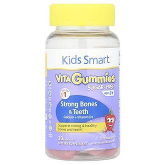 Kids Smart Kids Smart®, Vita Gummies, Strong Bones & Teeth, Calcium + Vitamin D3, Ages 3+, Strawberry, 30 Gummies
