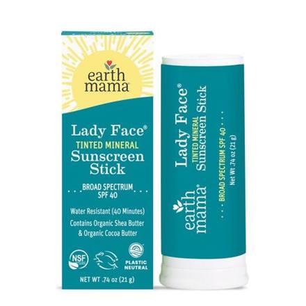 Earth Mama Lady Face® Tinted Mineral Sunscreen Face Stick SPF 40