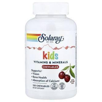 Solaray Kids, Vitamins & Minerals Chewable, Natural Black Cherry, 120 Chewables