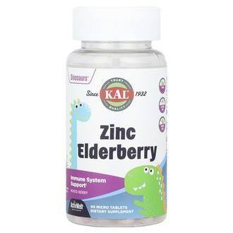 KAL Dinosaurs®, Zinc Elderberry, Mixed Berry, 90 Micro Tablets