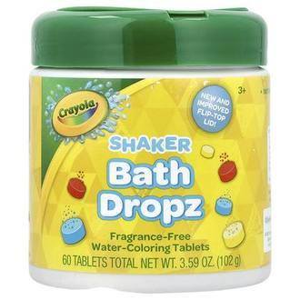 Crayola Shaker Bath Dropz, 3+, Fragrance-Free, 60 Tablets, 3.59 oz (102 g)