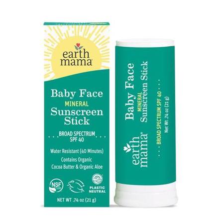 Earth Mama Baby Face Mineral Sunscreen Face Stick SPF 40